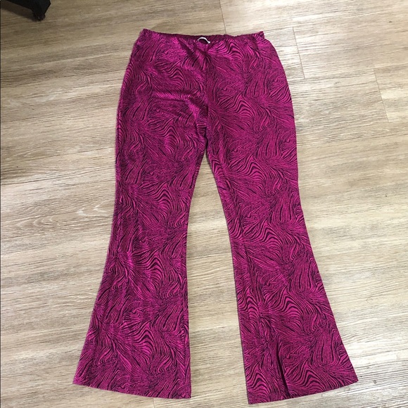 Zara Pink Zebra Print Flare Pants L - Picture 1 of 4